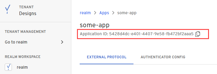 Admin Console Application ID