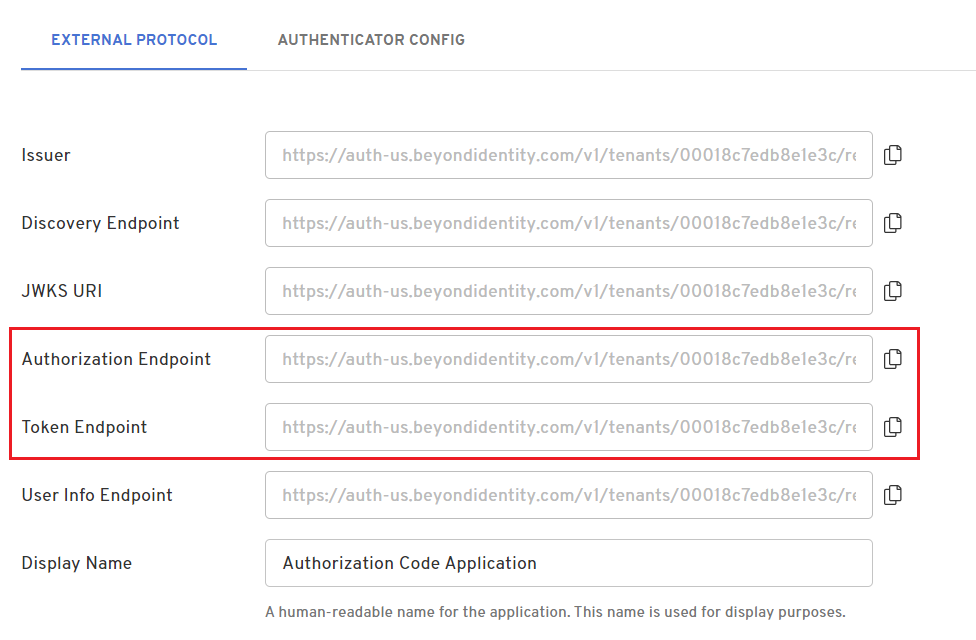 Authorization code endpoints